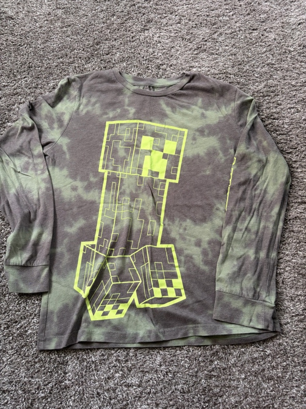 Kids Long-Sleeve Green Tie-Dye Minecraft Creeper  ** bundle 5/$15